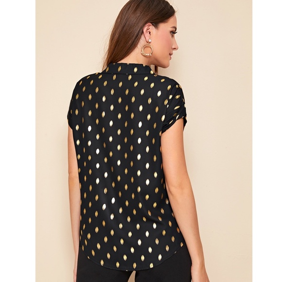 Gold Polka Dot Black Work Top - Picture 4 of 8